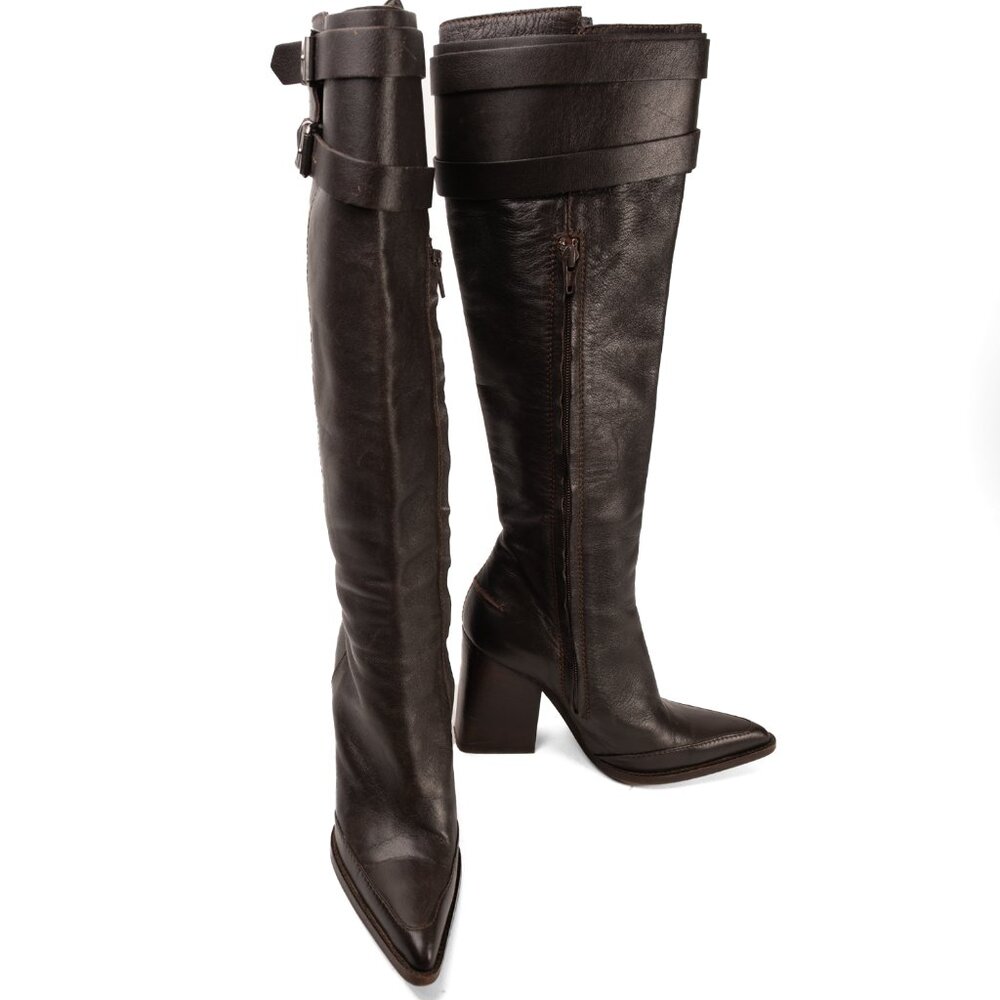 Veronique Branquinho Tall Leather Boots - Brown size 37 - Picture 1 of 12